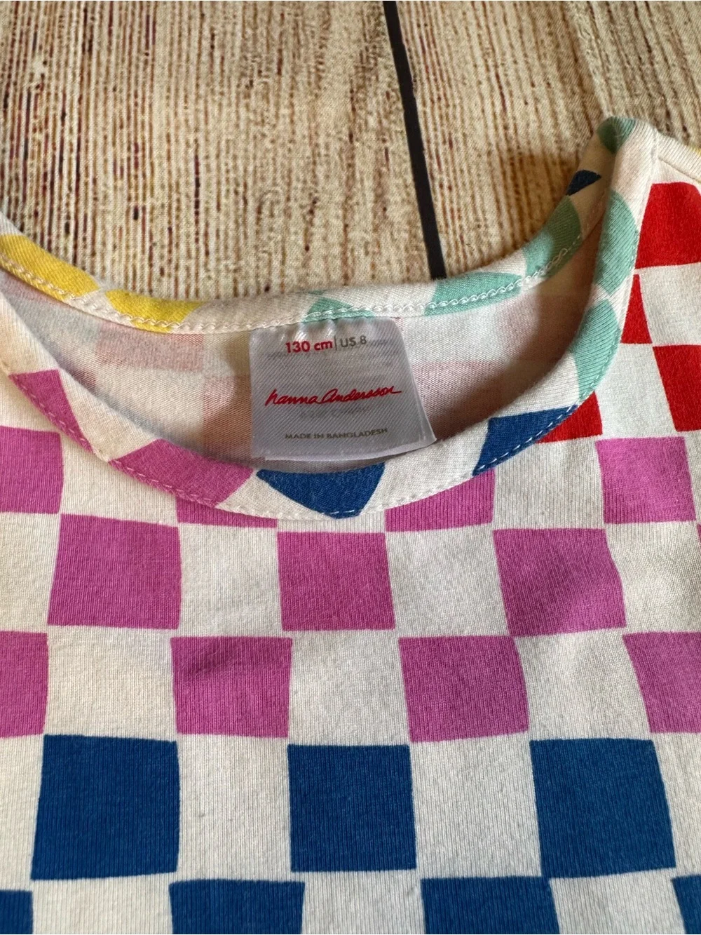 Hanna Andersson Girls 8 Rainbow Checkerboard Swing Dress